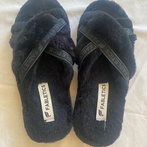 Fabletics Black Plush Sandal-Slippers
